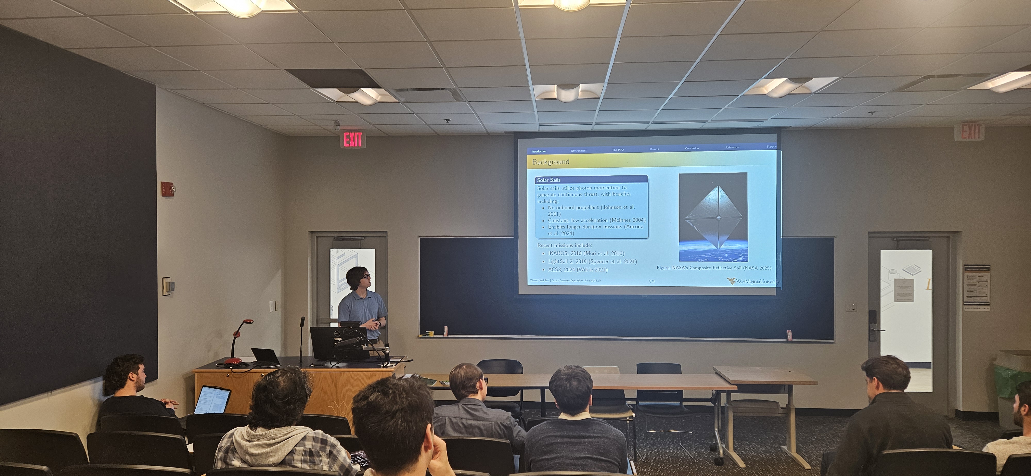 Josh presenting at the Space Systems & Operations Research Symposium (Dec 2025)