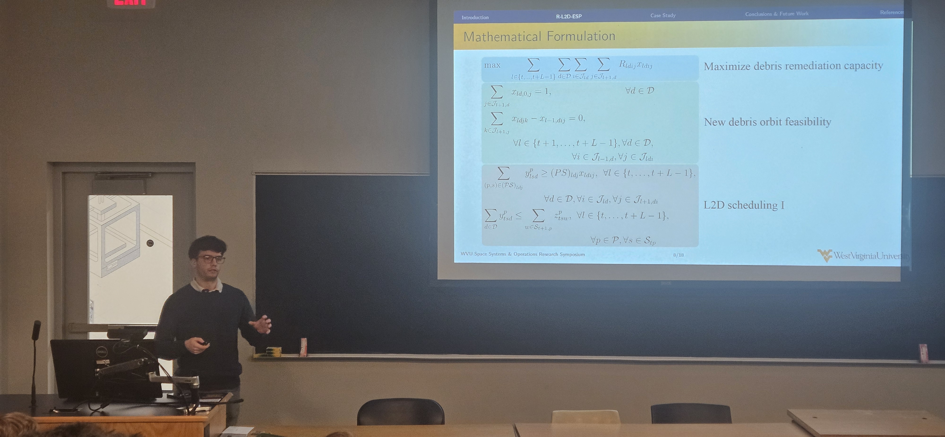 David presenting at the Space Systems & Operations Research Symposium (Dec 2025)